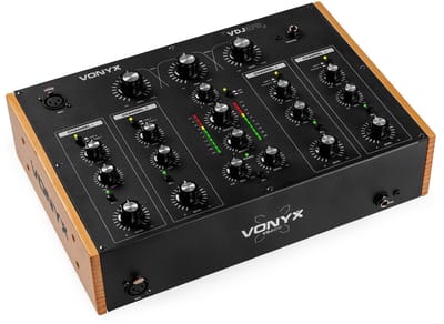 Vonyx VDJ270 Rotary mixer - 4 kanaals mengpaneel - Analoge mixer - 2-band EQ - Zwart/houtlook
