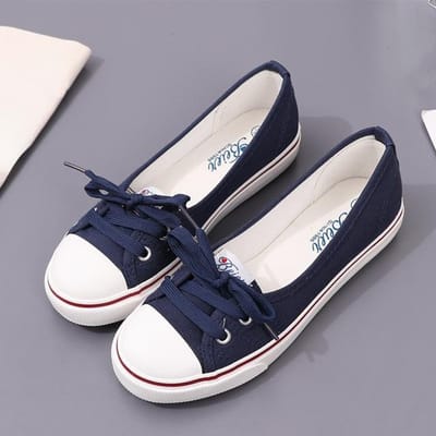 Damesschoenen, ballerina's, loafers, casual, ademend, damesschoenen, instappers, modieuze canvas schoenen, damesschoenen met een lage, ondiepe mond. 40 donkerblauwe kleur