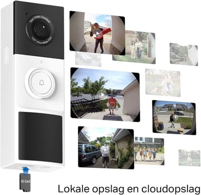 videodeurbel, batterij (videodeurbel), deurbel met camera, 2K 3MP, nachtzicht, tweewegsaudio, 6400mAh, niet-verwijderbare batterij, AI-herkenning, met beltoon, zonder abonnement