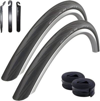 2x Racefietsbanden Zwart 28 Inch 700x23C + Binnenbanden en Montagehendels