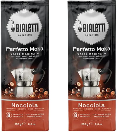 Bialetti Perfetto Moka Nocciola (Hazelnoot) gemalen koffie - 2 x 250 gram