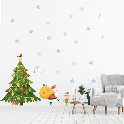 Scandinavische kerststickers uit Lapland - Zelfklevende kerststickers - Feestelijke decoraties - 90x60cm