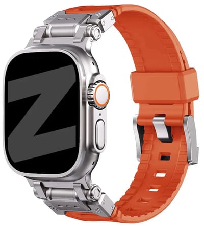 Bandz TPU Armor bandje geschikt voor Apple Watch 1/2/3/4/5/6/7/8/9/10/11/SE/SE2/SE3/Ultra (2/3) - Maat: 44/45/46/49mm - Oranje