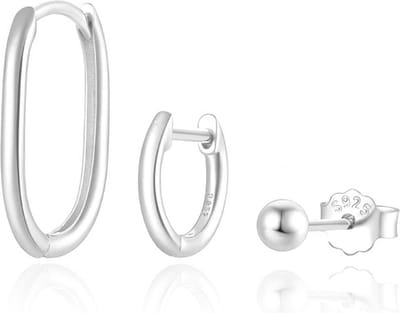 Elenza Drie-in-één 925 Zilveren Oorbellen – Elegant Design in Zilver