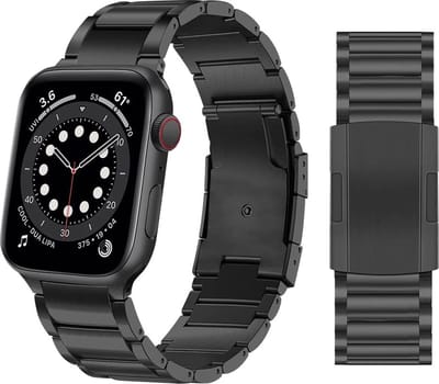 By Qubix - Geschikt voor Apple Watch bandje - Titanium schakelband - Zwart - Geschikt voor Apple watch 38mm / 40mm / 41mm / 42mm