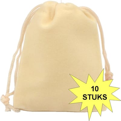 Fako Bijoux - Fluweel Cadeau Zakjes - Velours - 10x12cm - Crème - 10 Stuks