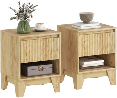 HOMCOM Nachtkastje - Spaanplaat - 43x40x55cm - Natuurlijk Hout