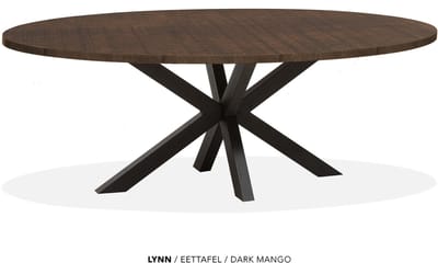 Maxfurn - Lynn - Ovale eettafel Lynn | Zeer krasvast | Kleur: Dark Mango | Afm. 180x102cm