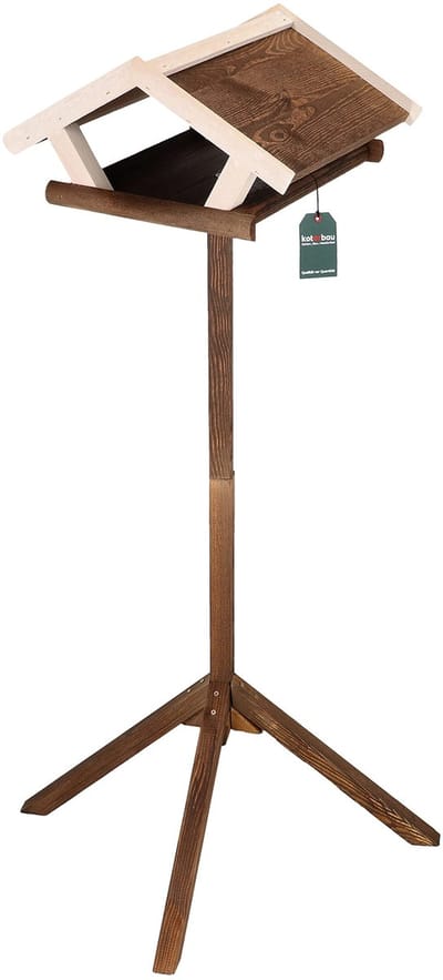 KOTARBAU® Vogelvoederhuisje op Paal, Hout, 45,5 x 38 x 131 cm, Bruin, Staand Vogelvoederhuisje, Voederhuisje, Vogelvoedertafel, Vogelhuisje op Paal, Tuindecoratie