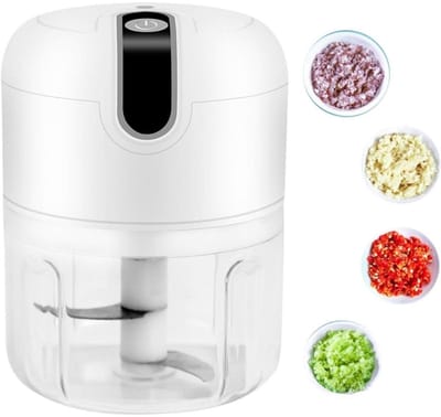GELLDG Draadloze Hakmolen - Mini Keukenmachine met 250ml Capaciteit en 3-bladensysteem - USB Oplaadbaar - Eenvoudige Bediening - Kruisbevestiging voor Stevige Montage - Geschikt voor Babyvoeding en Kruiden - Plastic Behuizing - 123x93x94mm