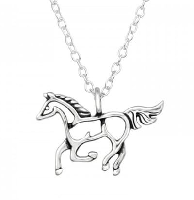 La Rosa Princesa Paard ketting Zilver 45cm
