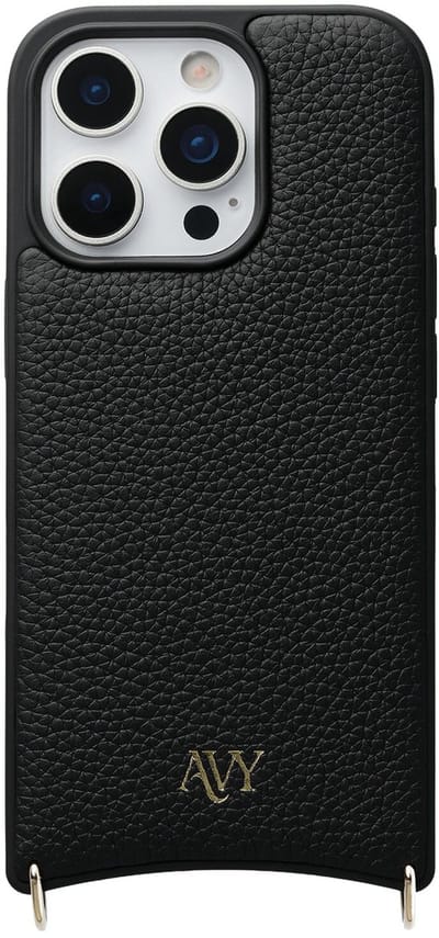 AVY Leren Hoesje | Geschikt voor Apple iPhone 16 Pro Max | Compatibel met MagSafe | Leather Case | Back Cover | Haakjes voor koord | Zwart
