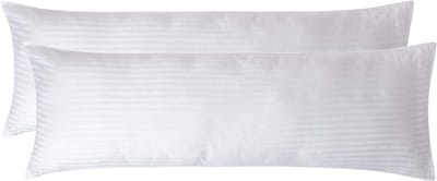 Homescapes Satijn Streep Katoen Kussensloop 50x140 cm Langwerpig – Set van 2 – Wit – 100% Egyptisch Katoen – Draaddichtheid 330