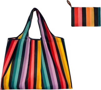 Vouwbare boodschappentassen, herbruikbare en duurzame tas voor winkelen, reizen en uitjes, 52 x 40 cm, milieuvriendelijk en wasbaar