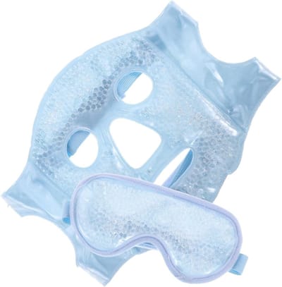 Koelmasker Gezicht - Gezichtsmasker Oog - Gezichtsontspanning - Verstelbare band - 19.5 x 17 cm - Hemelsblauw
