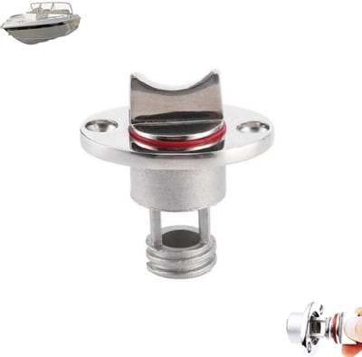 1 stuk - Boot Afvoerplug - Roestvrijstalen kajak afvoerplug set - Ovale bodemplaat waterplug - Bevestigingsmateriaal met schroefdraad voor boot - Achterafvoerplug - Past in een gat van 1 inch (zilver)