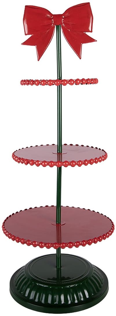 Clayre & Eef Etagère 3 laags Ø 31x80 cm Rood Metaal