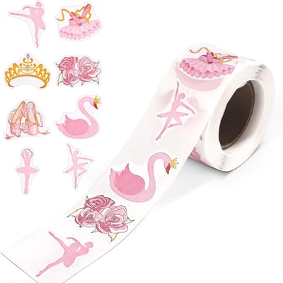 500 Stuks Roze Balletstickers voor Meisjes, Dansstickers, Ballerina Decoraties voor Feestjes, Laptop en Fles Versieringen, Cadeaus voor Dansliefhebbers