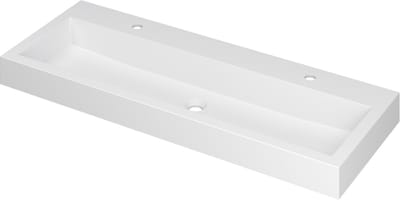 INK® Momento wastafel polystone met 2 kraangaten 120 x 9 x 45 cm, mat wit
