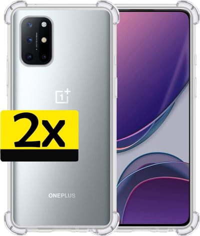 Hoesje - 2 Stuks - Geschikt voor OnePlus 8T - Sterk & Shockproof - Siliconen Case - Back Cover - Telefoon Hoes Shock Proof - Telefoonhoesjes - Transparant