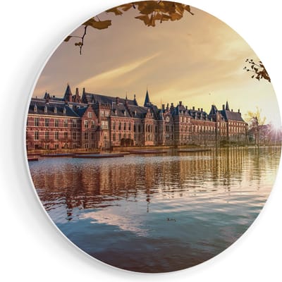 Artaza Forex Muurcirkel Binnenhof Gebouw in Den Haag - 50x50 cm - Klein - Wandcirkel - Rond Schilderij - Muurdecoratie Cirkel