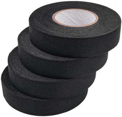 Dailygoods- Textieltape 4 Rollen - Zwarte Isolatietape - Flanelmateriaal - Waterdicht - Temperatuurbestendig - Sterke Hechting