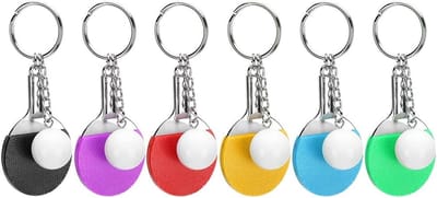 Tafeltennis Sleutelhangers - Mini Rackets - Tas Decoratie - Set van Zes - 65 cm - Multicolor