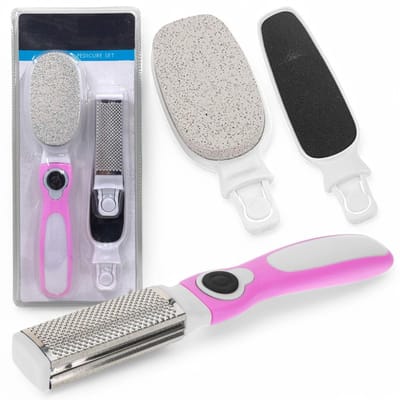 aladdien - Voetverzorging - Pedicure Set - Eeltverwijdering - Roze - Hoornvijl - Voetbestand - Verzorgde voeten - Eelt remover