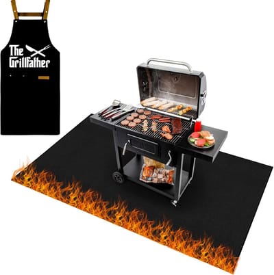 Famanu – Grillmat voor gasgrill - vloerbescherming - 160 x 130 cm - brand- en vuilafstotend - buitenproduct - hittebestendig en herbruikbaar