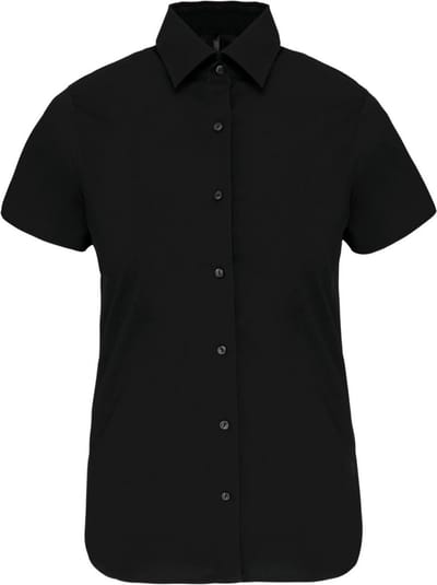 Kariban Dames stretch blouse korte mouwen K532 - Black - M