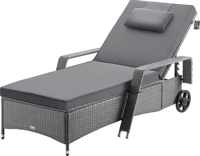 Casaria Polyrattan Ligstoel – Incl. Kussen 160 Kg – Grijs Antraciet
