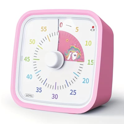 Yunbaoit Visuele Timer 60 Min - Roze Eenhoorn - Stille Countdown - Studietimer