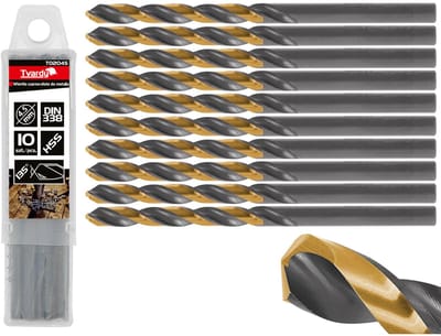 Tvardy Metaalboor - HSS 4,5 mm - TiN coating - Zwart & goud - Slijphoek 135° - 10 stuks