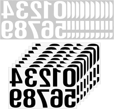 Allecto Plus - Set van 16 vellen zelfklevende nummerstickers voor brievenbussen - Waterdichte vinyl - Grote baknummers 0-9 - 105 cm - Nummerstickers met zelfklevende achterkant.