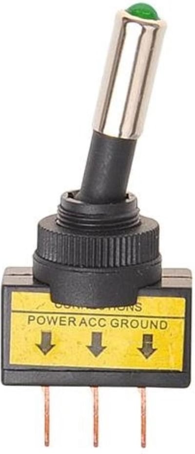 ProPlus Tuimelschakelaar LED Groen 12V - Max. 20A - Schakelaar met Verlichte Indicator