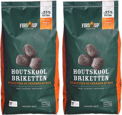 Fire-up houtskool briketten - 2x zak met 5 kilo - BBQ/Barbeque artikelen