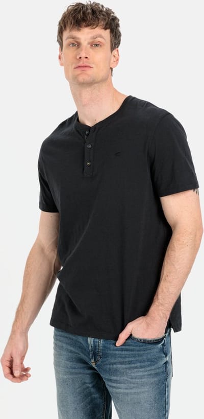 camel active Henleyshirt met korte mouwen van zuiver katoen - Maat menswear-L - Donker grijs