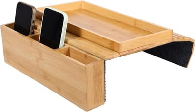 Bank Arm Dienblad - Fauteuil Tafel - Drinken en Eten - Antislip Viltbasis - 46.3 cm - Houtkleur