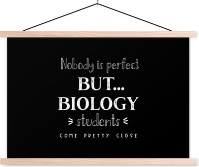 Posterhanger incl. Poster 90x60 cm - Schoolplaat - Studenten - Biologie - Bèta - Onderwijs - Textielposter - Blanke latten