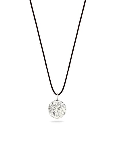 KUZZOI - Halsketting - Ketting Heren Platje Hanger Nylon Ketting 925 Sterling Zilver 50 cm -