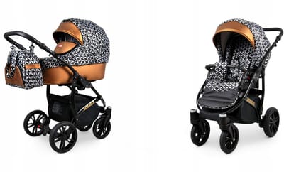 BabyLux® Kinderwagen 2in1 – MIRACLE - OPTICAL COOPER - Opklapbare Wandelwagen incl. Reiswieg, Multifunctionele Buggy Sportstoel - Combi-kinderwagen met Luiertas, Regenhoes, Klamboe, Bekerhouder, etc.