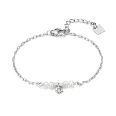 Twice As Nice Armband in zilver, parels Zilverkleurig 16cm+3cm