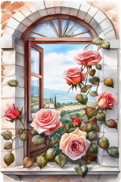 TOPMO - Rozenstruik - Diamond painting- HQ Diamond Painting pakket - VOLLEDIG dekkend - Diamant Schilderen - voor Volwassenen – ROND- 40X50CM