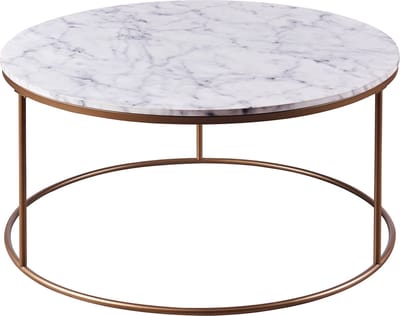 Teamson Home Marmo Ronde Salontafel - Nep Marmeren/Messing Metalen Afwerking - 36 x 36 x 18 (Inch)