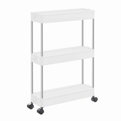 Kast op wielen 3 planken wit - KSC007W01