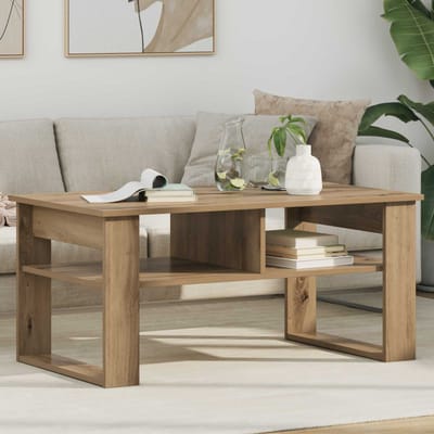 vidaXL - Salontafel - Artisan - Eiken - 96 - x - 54 - x - 44 - cm - Bewerkt - hout