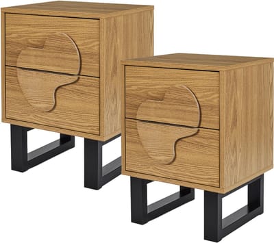 MISOU Calypso Nachtkastjes - Set van 2 - Wandkast - met Lades - Bijzettafel - Nachtkast - op Poten - Industrieel - Hout