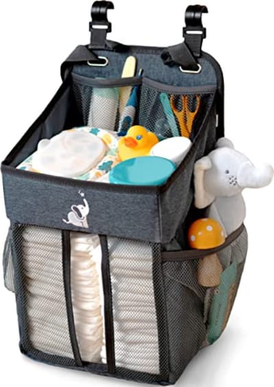Multifunctionele Luieropslag met Compartimenten voor Luiers, Babyaccessoires en Speelgoed | Ruimtebesparende Organizer voor Luiers en Babyaccessoires | Perfect voor Luiertafel en op Reis | Donker grijze Verschoonmand | Baby Jean