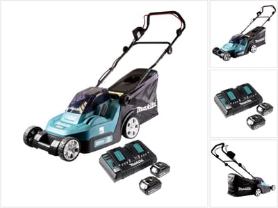 Makita DLM 432 PG2 accu-grasmaaier 36 V (2x 18 V) 43 cm + 2x accu 6,0 Ah + dubbele lader