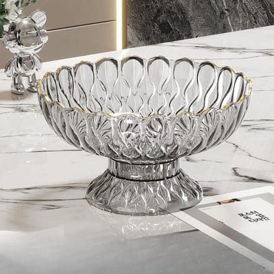 Nieuwe Licht Luxe Fruitschaal Huis Koffietafel Hoge waarde Afvoer Verdikt Waterdruppelpatroon Hoge voet Fruitschaal Snoepschaal